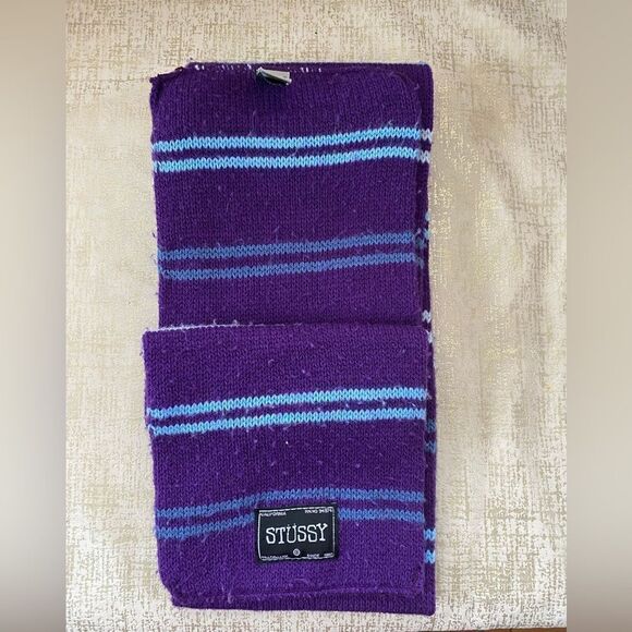 STUSSY Purple, Blue & White Striped Scarf. Unisex - Picture 1 of 3